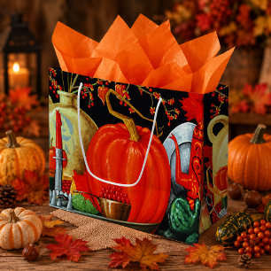 Autumn Festive Antique Painting Pumpkin Decoration Large Gift Bag