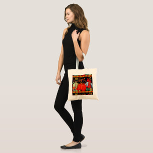 Autumn Festive Antique Painting Pumpkin Decoration Tote Bag