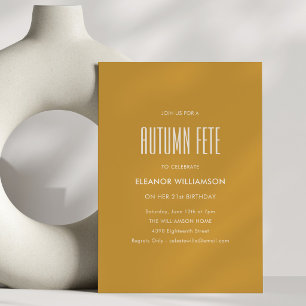 Autumn Fete Mustard Minimalist 21st Birthday Fall Invitation