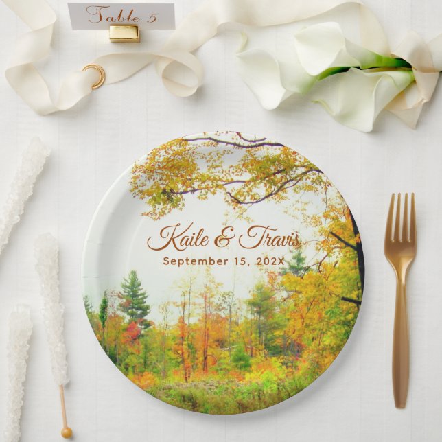 Autumn Field Foliage Couples Shower Engagement Paper Plate (Wedding)