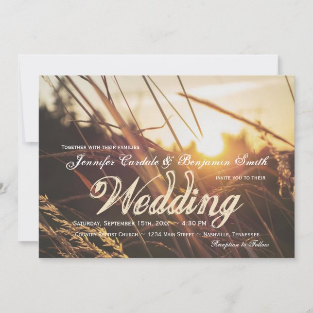 Autumn Field Sunset Fall Wedding Invitations (Front)