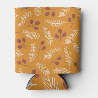Autumn Fir Cones: Yellow Seamless Can Cooler