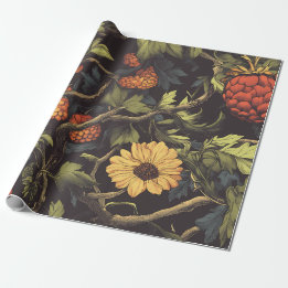Autumn Fire Botanical Floral Wrapping Paper