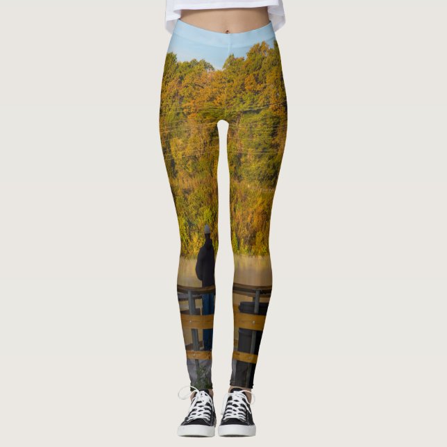 Autumn Fishing Lake Springfield Leggings (Front)