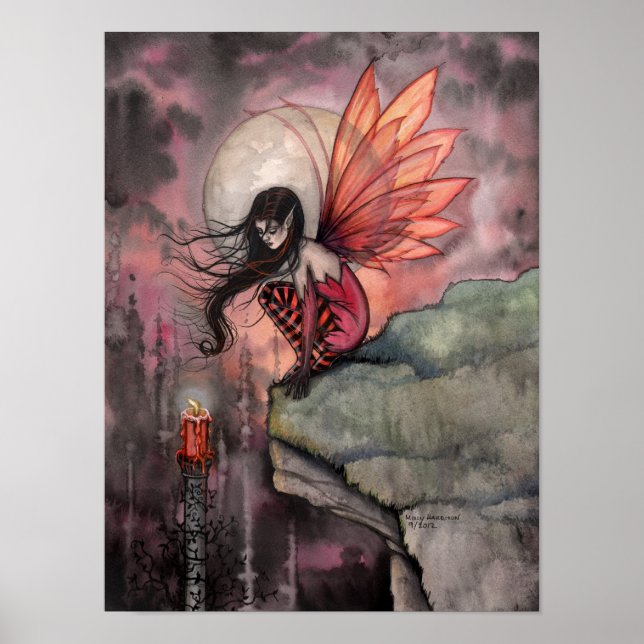 Autumn Flame Fantasy Fairy Art Poster (Front)