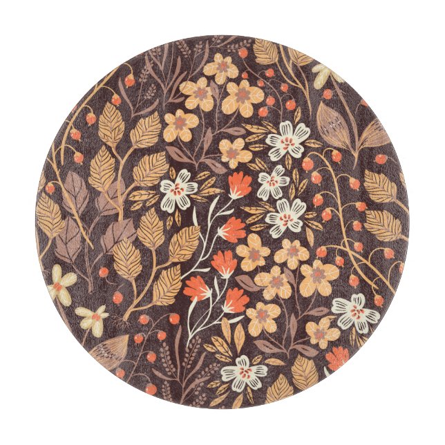Autumn Flora: Vintage Seamless Pattern Cutting Board (Front)