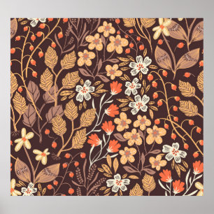 Autumn Flora: Vintage Seamless Pattern Poster