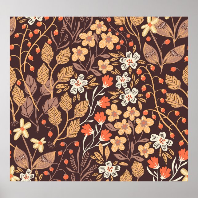 Autumn Flora: Vintage Seamless Pattern Poster (Front)
