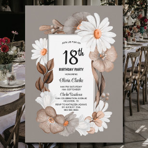 Autumn Floral 18th Birthday Party Invitation