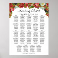 Autumn Floral 24 Table Wedding Seating Chart