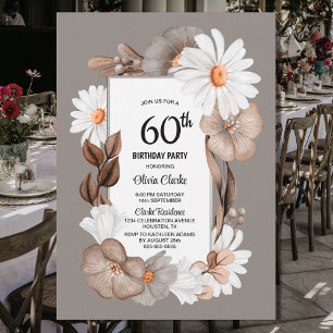 Autumn Floral 60th Birthday Party Invitation