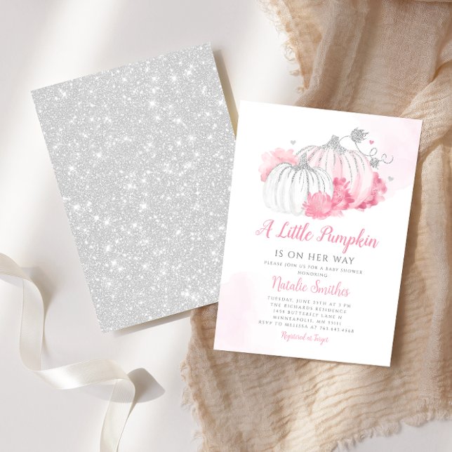 Autumn Floral A Little Pumpkin Girl Baby Shower  Invitation (Creator Uploaded)