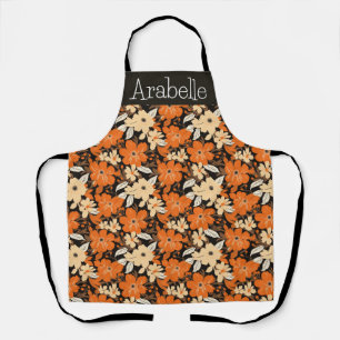 Autumn Floral Apron with Orange and Cream