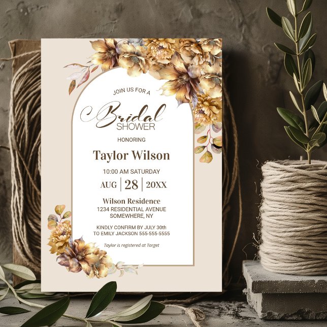 Autumn Floral Arch Bridal Shower Invitation (Creator Uploaded)