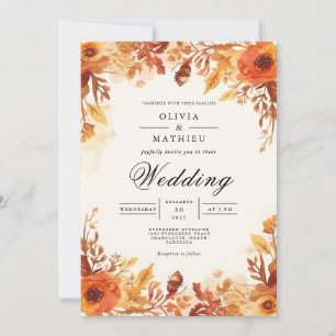 Autumn Floral Arch Wedding Invitation
