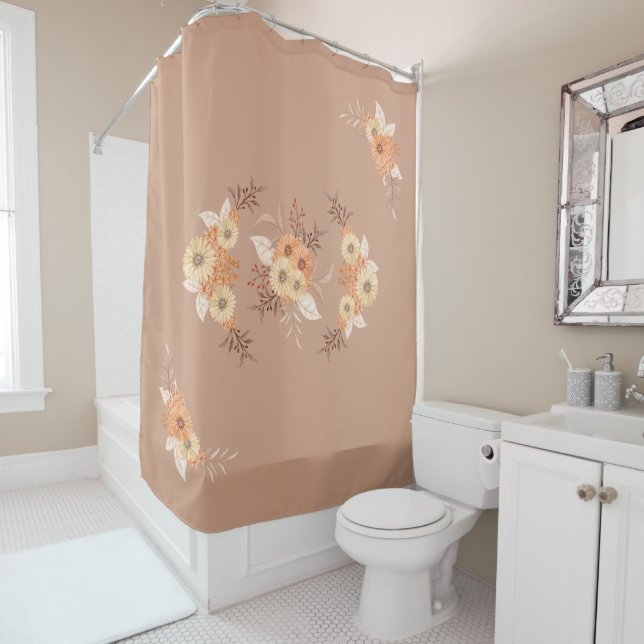 Autumn Floral Art in Warm Earth Tones Shower Curtain (In Situ)