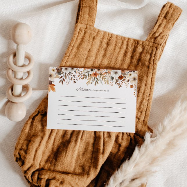 Autumn Floral Baby Shower  Advice Card (Cozy in Bloom Baby Shower Advice Card)