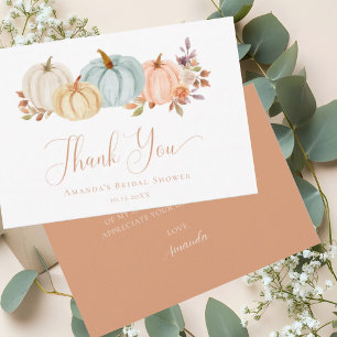 Autumn Floral Boho Pumpkins Bridal Shower Thank You Card