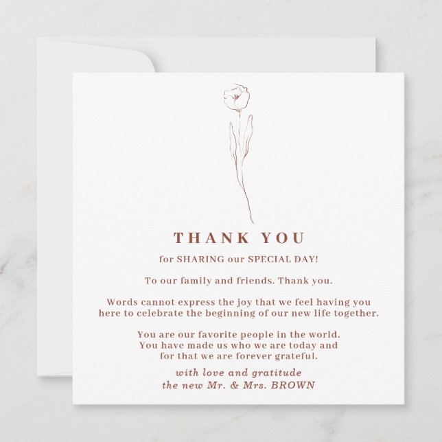 Autumn Floral Boho Terracotta Indie thank you Invitation (Front)