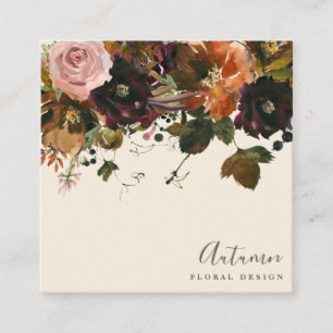 Autumn Floral Bouquet Design Square Business Cards