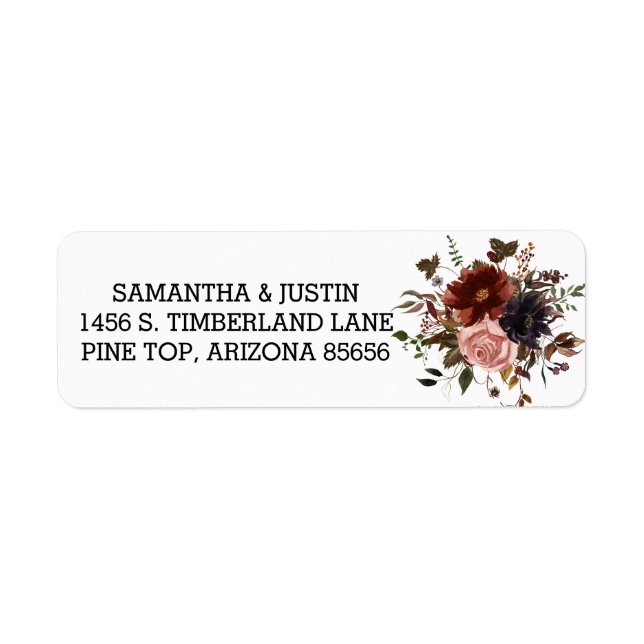 Autumn Floral Bouquet Halloween Wedding Return  Address Label (Front)