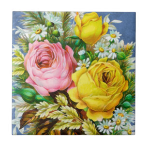 Autumn Floral Bouquet Watercolor Ceramic Tile