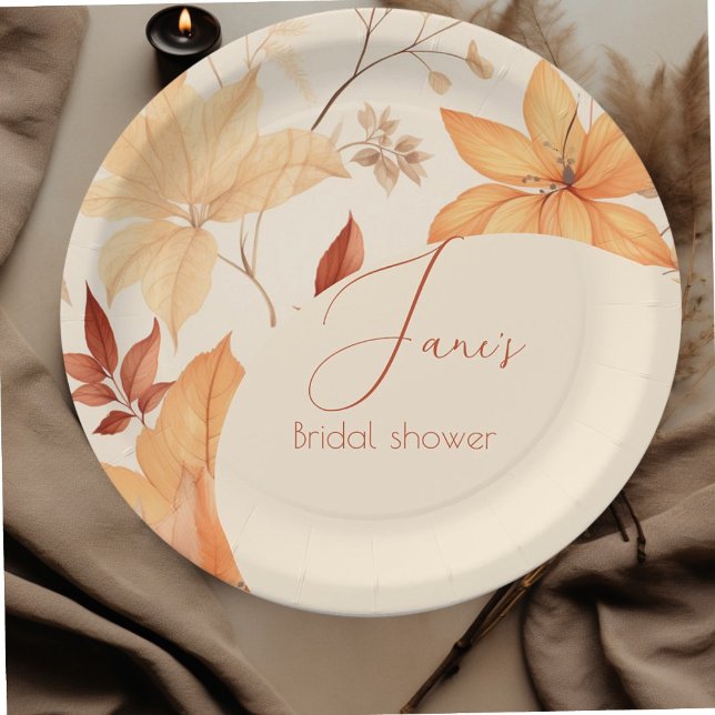 Autumn floral  bridal shower  paper plate (Creator Uploaded)