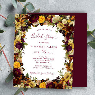 Autumn floral budget bridal shower invitation