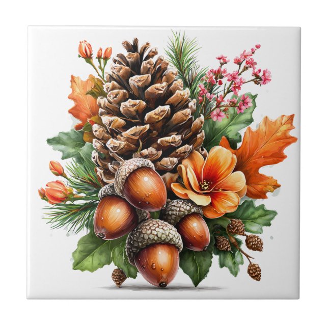 Autumn Floral Ceramic Tile (Front)