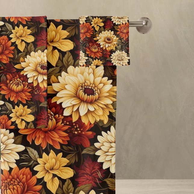 Autumn Floral Chrysanthemums Bath Towel Set (Creator Uploaded)