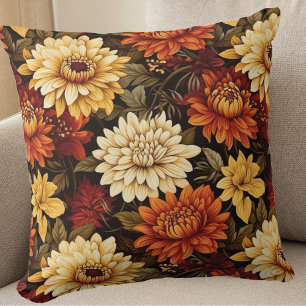 Autumn Floral Chrysanthemums Cushion