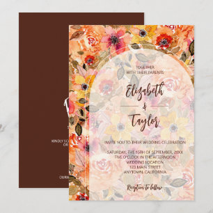 Autumn Floral Collage All In One Wedding Invites