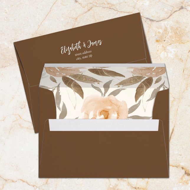 Autumn Floral Collage Lined Brown Envelope (Creator Uploaded)