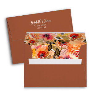 Autumn Floral Collage Lined Terracotta Envelope