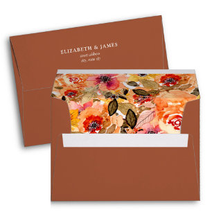 Autumn Floral Collage Lined Terracotta Envelope