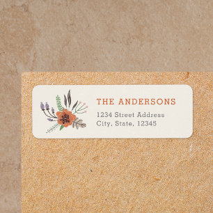 Autumn Floral Custom Family Name Return Address Label
