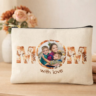 Autumn Floral Custom Photo Mother's Day Gift Accessory Pouch