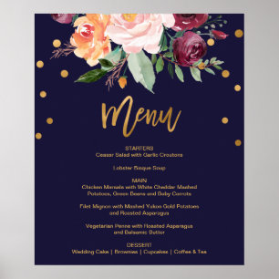 Autumn Floral Dinner Menu Poster