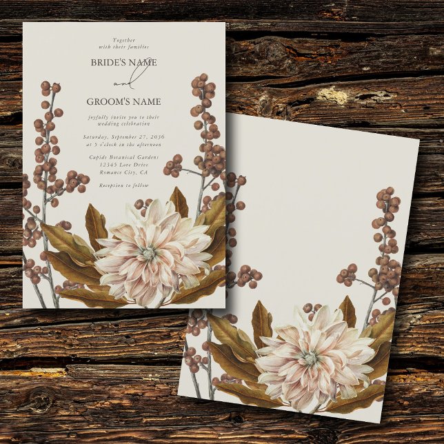 Autumn Floral Earthy Tones Watercolor Fall Wedding Invitation (Autumn Floral Earthy Tones Watercolor Fall Wedding Invitation)