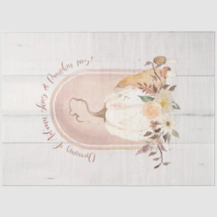 Autumn Floral Fall White Pumpkin Foliage Decoupage Tissue Paper