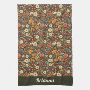 Autumn Floral Fantasy Tea Towel