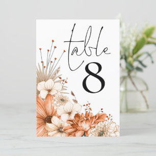 Autumn Floral Foliage Table Number