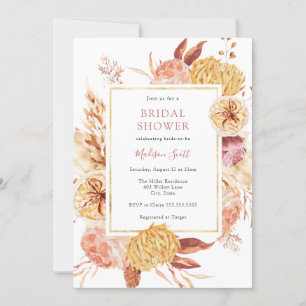 Autumn Floral Frame Bridal Shower Invitation