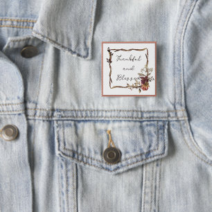 Autumn floral frame with text 15 cm square badge