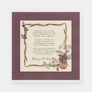 Autumn floral frame with text napkin