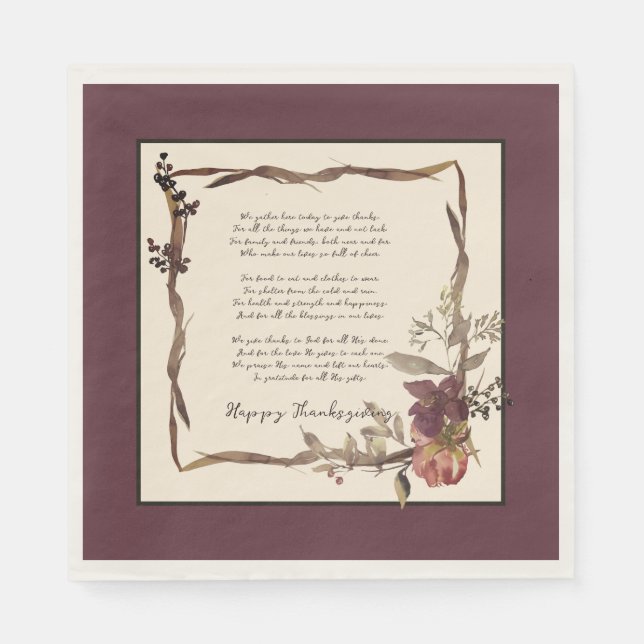 Autumn floral frame with text   napkin (Front)
