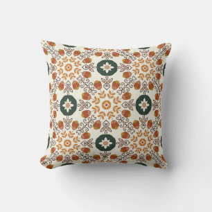 Autumn Floral Geometric, Vintage Seamless. Cushion
