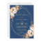 Autumn Floral Gold Frame Navy Blue Bridal Shower