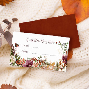 Autumn Floral Guess How Many Kisses Enclosure Card