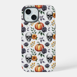 Autumn Floral Halloween Pattern iPhone 15 Case